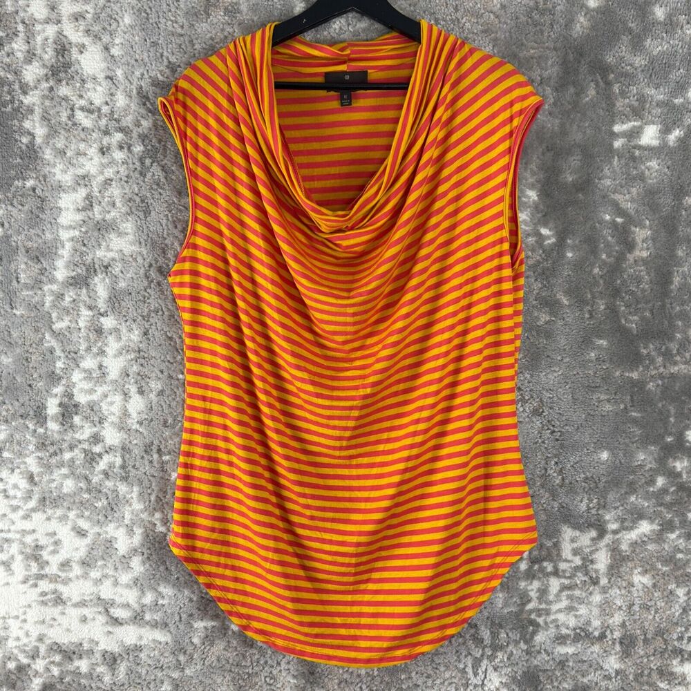 Fenn Wright Manson Plus Size 1X Striped Stretch Scoop Neck Top Orange Pink